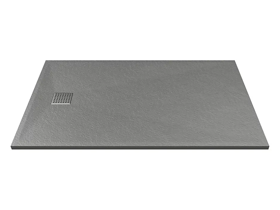 Vente-unique Receveur de douche extra plat à poser ou à encastrer recoupable en résine SMC - Gris - 140 x 90 cm - MIRNOSA