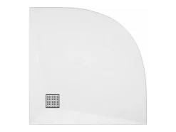 Vente-unique Receveur de douche extra plat à poser ou à encastrer recoupable en résine SMC en quart de cercle avec siphon - Blanc - 90 x 90 cm* Receveur De Douche