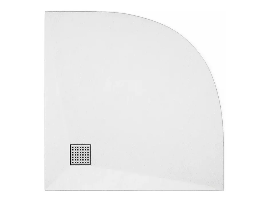 Vente-unique Receveur de douche extra plat à poser ou à encastrer recoupable en résine SMC en quart de cercle avec siphon - Blanc - 90 x 90 cm* Receveur De Douche