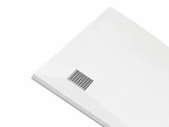 Vente-unique Receveur de douche extra plat à poser ou à encastrer recoupable en résine SMC en quart de cercle avec siphon - Blanc - 90 x 90 cm* Receveur De Douche