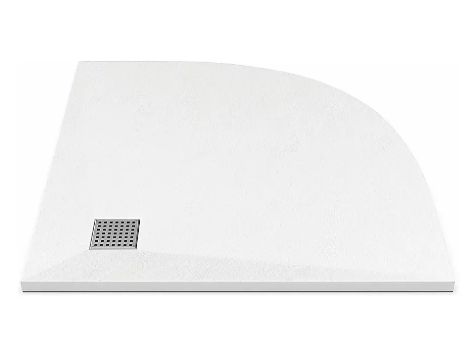 Vente-unique Receveur de douche extra plat à poser ou à encastrer recoupable en résine SMC en quart de cercle avec siphon - Blanc - 90 x 90 cm* Receveur De Douche