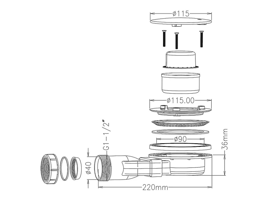 Vente-unique Receveur de douche extra plat à poser ou à encastrer recoupable en résine SMC en quart de cercle avec siphon - Blanc - 90 x 90 cm* Receveur De Douche