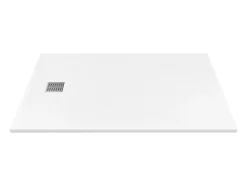 Vente-unique Receveur de douche extra plat à poser ou à encastrer recoupable en résine SMC - Blanc - 140 x 80 cm - MIRNOSA