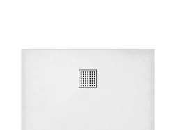 Vente-unique Receveur de douche extra plat à poser ou à encastrer recoupable en résine SMC - Blanc - 140 x 80 cm - MIRNOSA