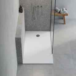 GoodHome Receveur de douche extra-plat l.90 x L.160 cm blanc anti dérapant, Leira