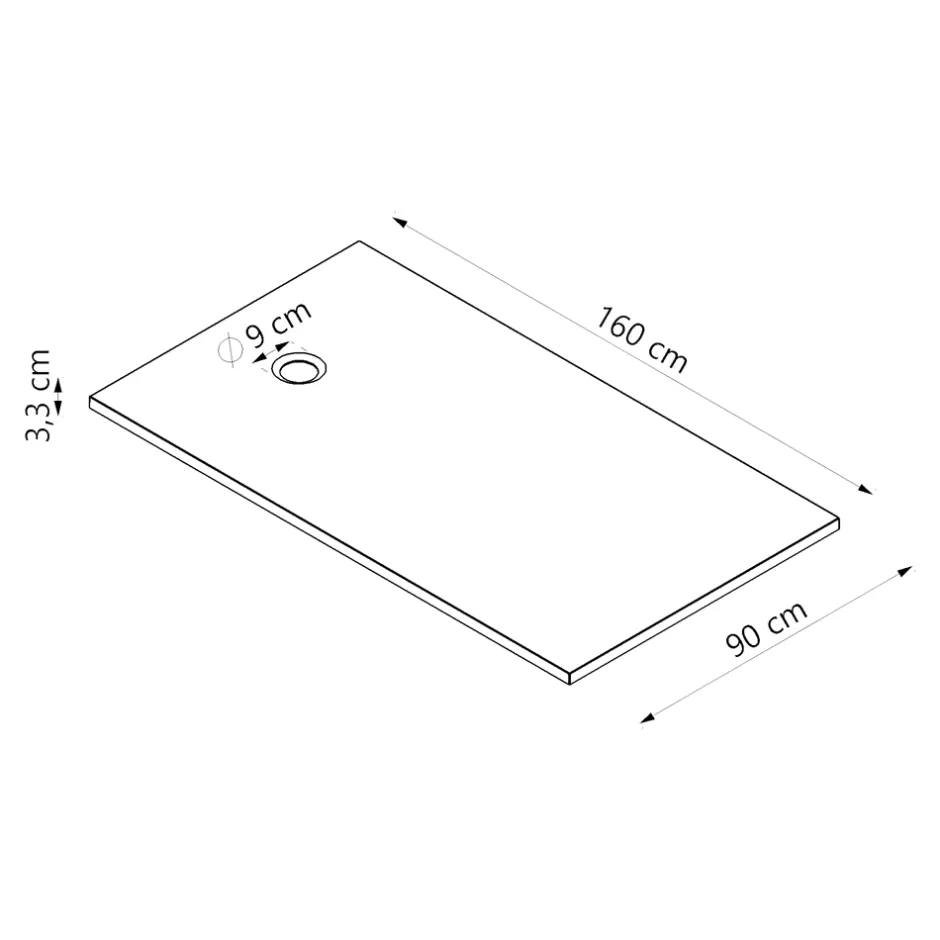 GoodHome Receveur de douche extra-plat l.90 x L.160 cm blanc anti dérapant, Leira