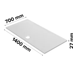 GoodHome Receveur de douche extra-plat l.70 x L.140 cm blanc anti dérapant, Limski* Receveur De Douche