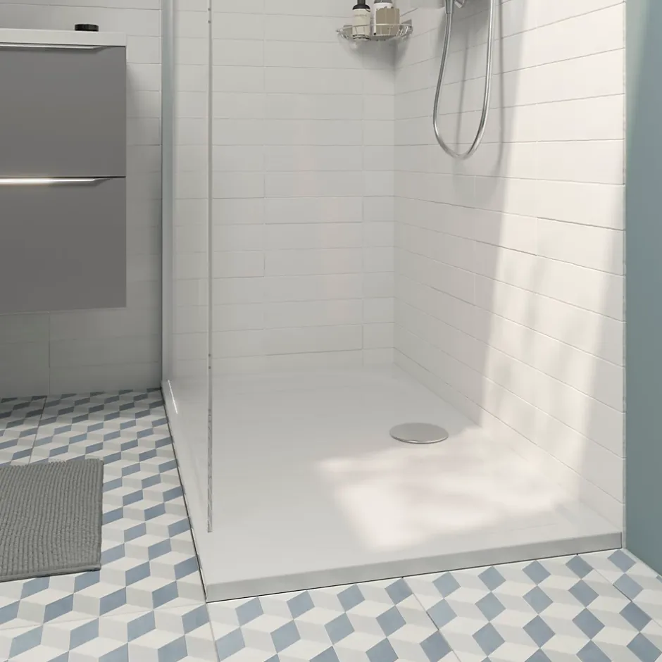 GoodHome Receveur de douche extra-plat l.70 x L.140 cm blanc anti dérapant, Limski* Receveur De Douche