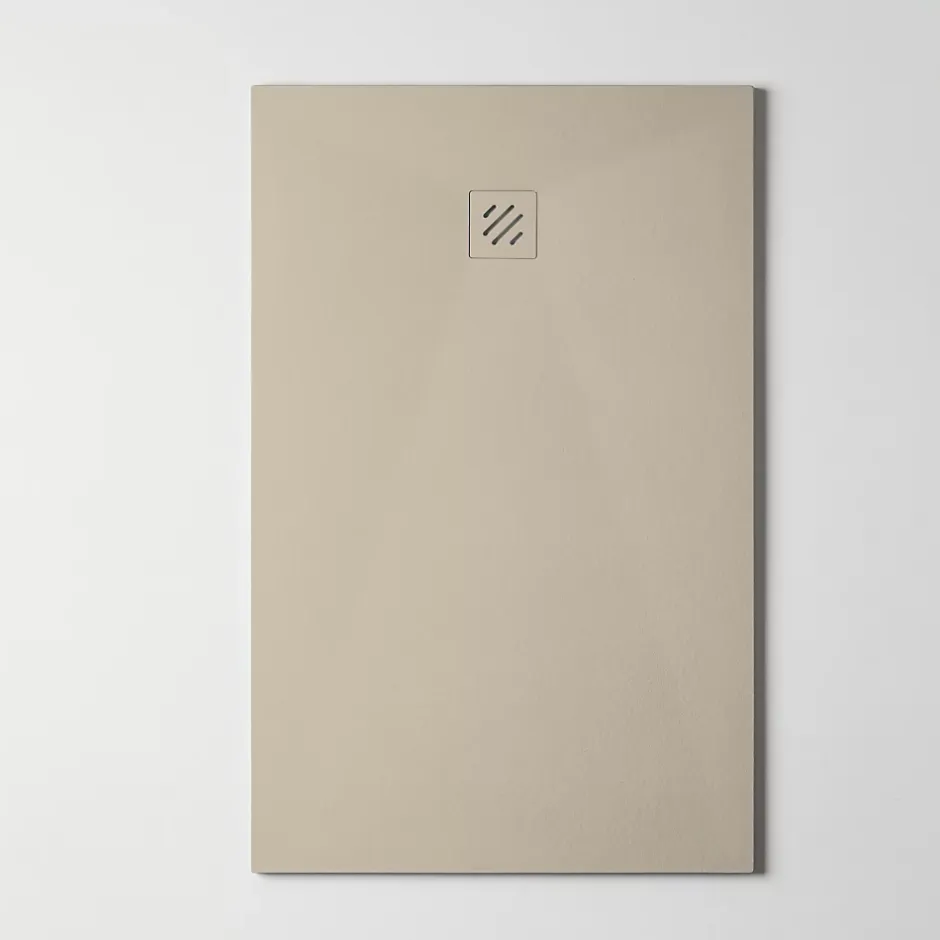 Sanizéo Receveur de Douche Extraplat 90x120cm Beige - Résine Minérale - Antidérapant - Effet Pierre Naturelle - RÉSIGRÈS.