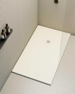 Poalgi Receveur de douche extraplat blanc ivoire 90x100 cm Hos's -