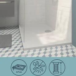 GoodHome Receveur de douche extra-plat l.70 x L.120 cm blanc anti dérapant, Limski* Receveur De Douche