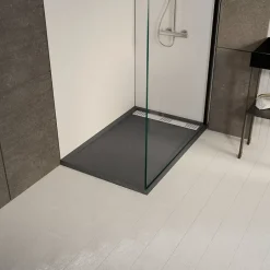 Galedo Receveur de douche extra-plat 80 x 120 cm, acrylique, gris, Pedra
