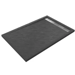 Galedo Receveur de douche extra-plat 80 x 120 cm, acrylique, gris, Pedra