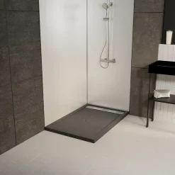Galedo Receveur de douche extra-plat 80 x 120 cm, acrylique, gris, Pedra