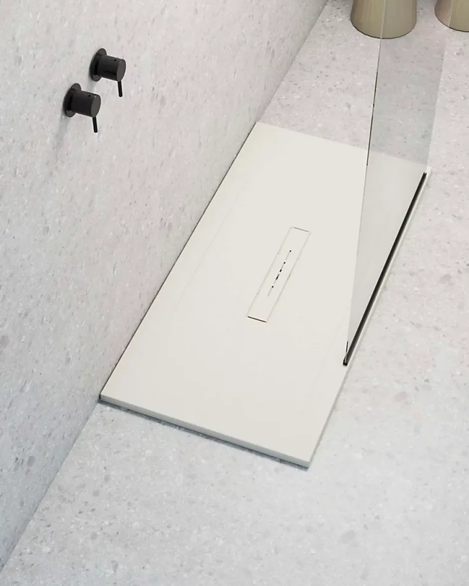Poalgi Receveur de douche extraplat blanc ivoire 80x140 cm Clay -