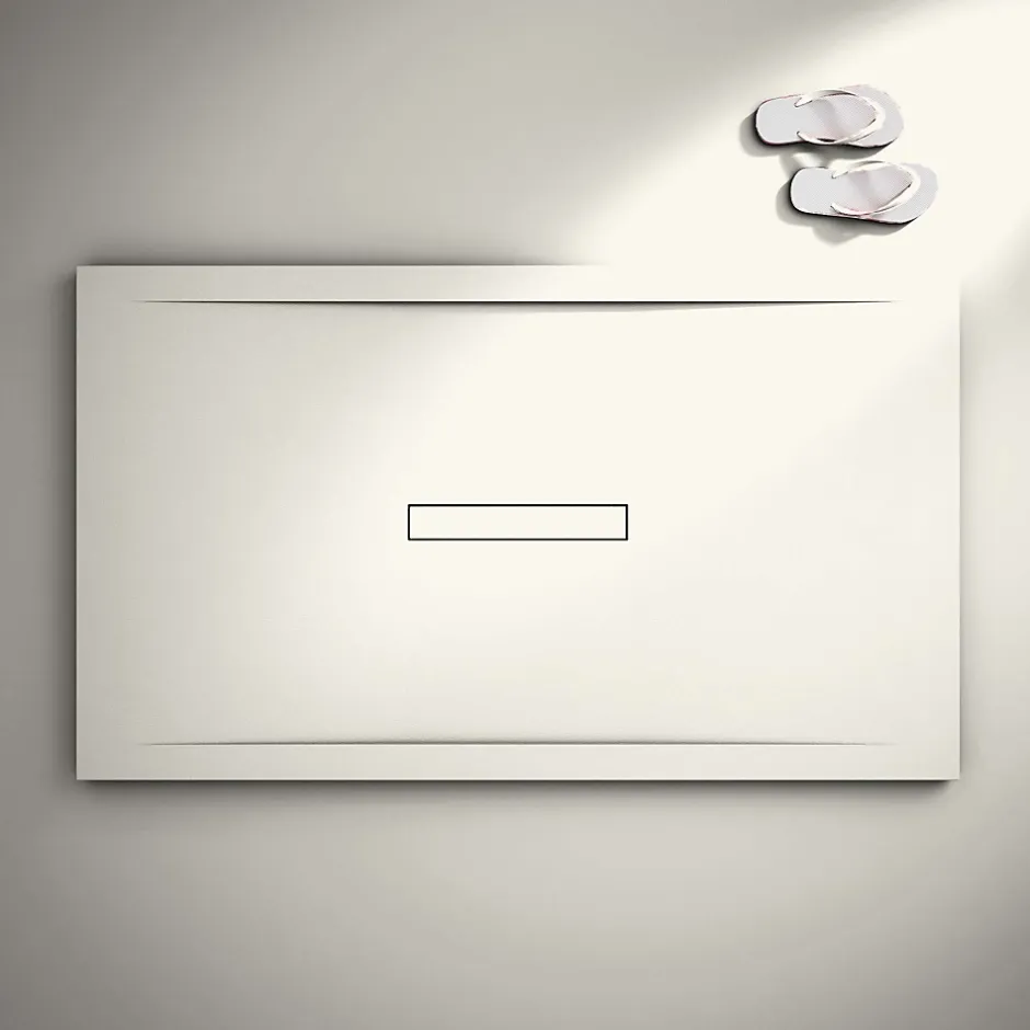 Poalgi Receveur de douche extraplat blanc ivoire 80x140 cm Clay -