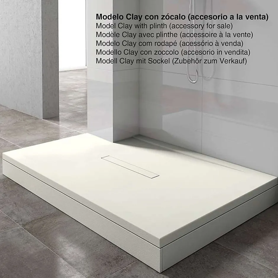 Poalgi Receveur de douche extraplat blanc ivoire 80x140 cm Clay -