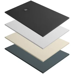 Lavaberg Receveur de Douche Extraplat 180x90cm Blanc - Résine Minérale - Antidérapant - Effet Ardoise - Bonde Incluse -