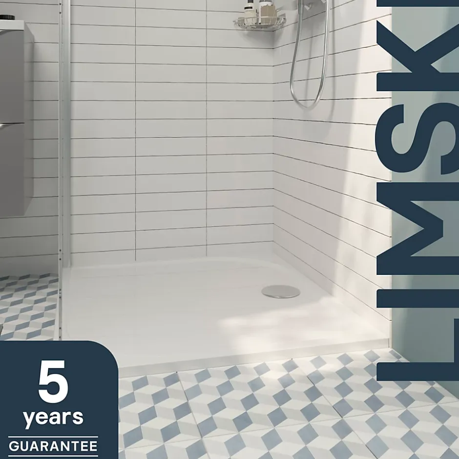 GoodHome Receveur de douche extra-plat l.90 x L.120 cm blanc anti dérapant, Limski