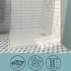 GoodHome Receveur de douche extra-plat l.90 x L.120 cm blanc anti dérapant, Limski