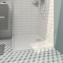 GoodHome Receveur de douche extra-plat l.80 x L.100 cm blanc anti dérapant, Limski