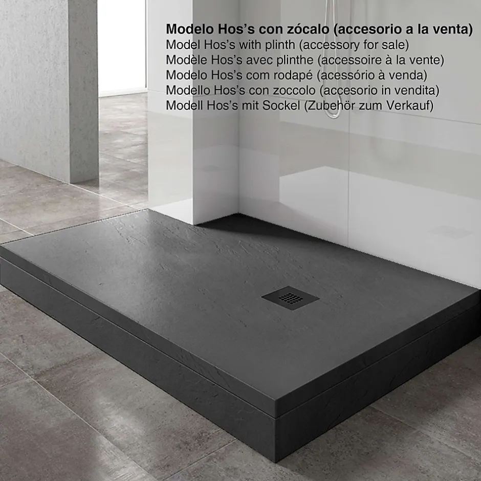 Poalgi Receveur de douche extraplat noir 90x100 cm Hos's -* Receveur De Douche