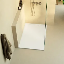 Lavaberg Receveur de Douche Extraplat 180x80cm Blanc - Résine Minérale - Antidérapant - Effet Ardoise - Bonde Incluse -* Receveur De Douche