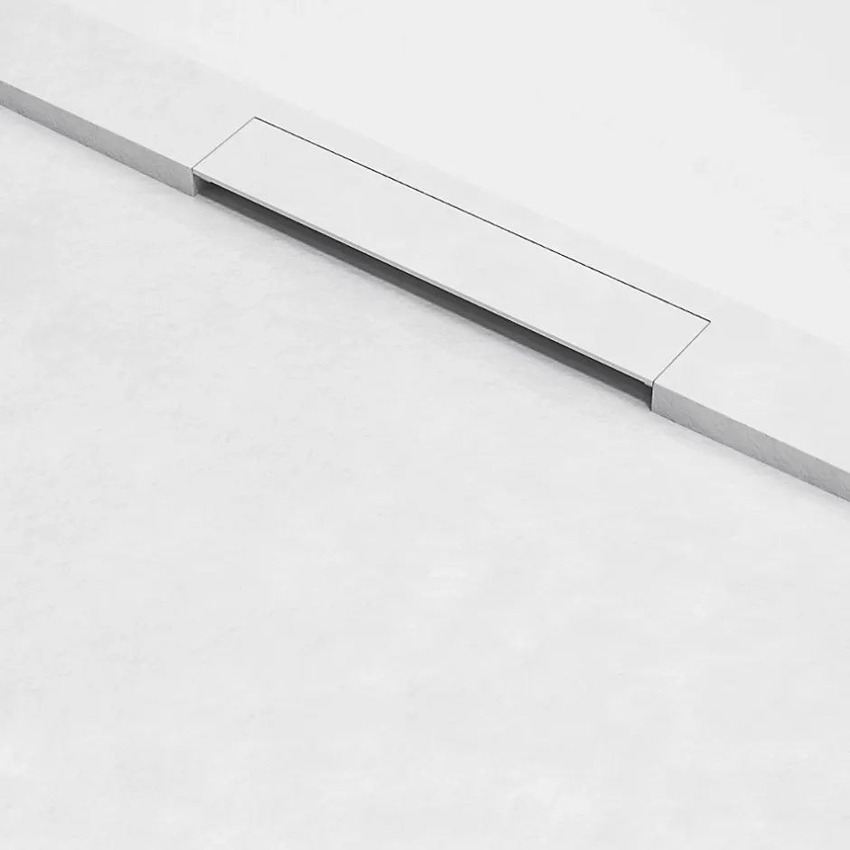 Lavaberg Receveur de Douche Extraplat 180x80cm Blanc - Résine Minérale - Antidérapant - Effet Ardoise - Bonde Incluse -* Receveur De Douche