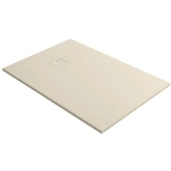 Lavaberg Receveur de Douche Extraplat 160x90cm Beige - Résine Minérale - Antidérapant - Effet Ardoise - Bonde Incluse -