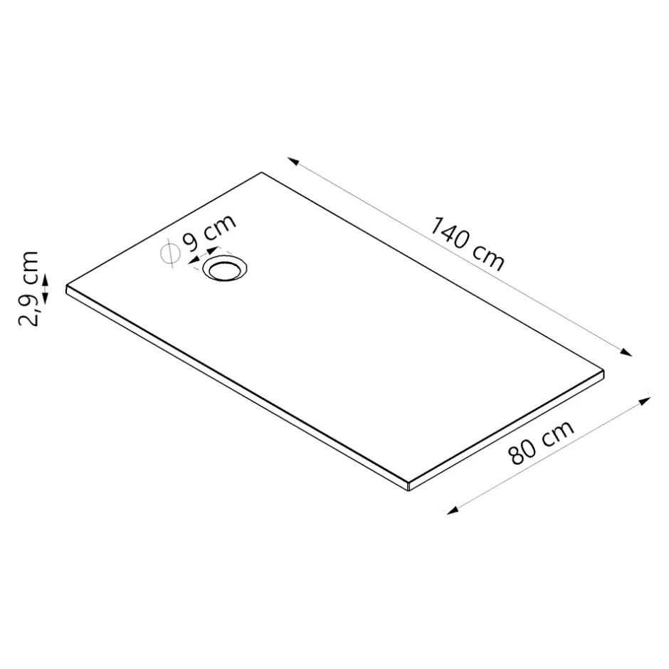 GoodHome Receveur de douche extra-plat l.80 x L.140 cm blanc anti dérapant, Leira