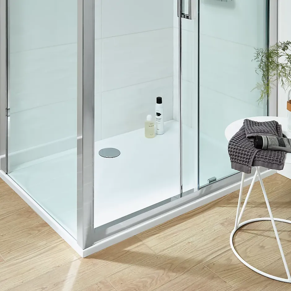 GoodHome Receveur de douche extra-plat l.80 x L.120 cm blanc anti dérapant, Limski* Receveur De Douche