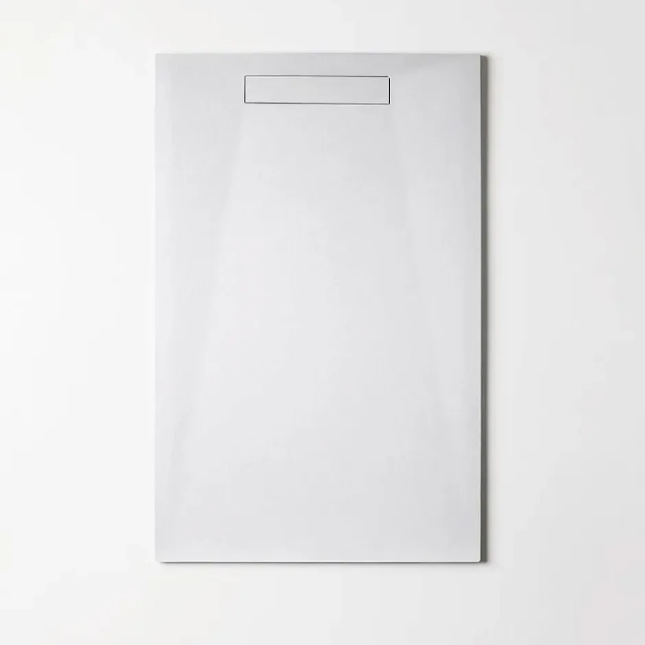 Sanizéo Receveur de Douche Extraplat 70X140cm Blanc - Résine Minérale - Antidérapant - Effet Pierre Naturelle - RÉSIGRÈS.