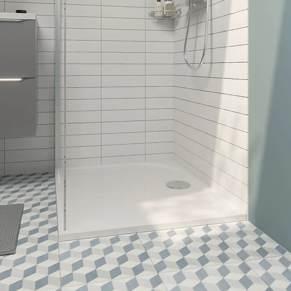 GoodHome Receveur de douche extra-plat l.80 x L.160 cm blanc anti dérapant, Limski
