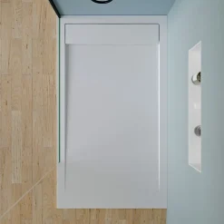 Bernstein Receveur de douche fonte minérale, Blanc mat, 160x90x4.5cm, Bac à douche antidérapant, Pente écoulement, Sans bonde