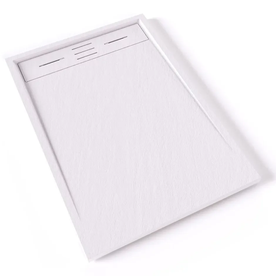 Saniverre Receveur de douche HIEMAL 70 x 100 cm résine Blanc aspect ardoise + bonde incluse -* Receveur De Douche