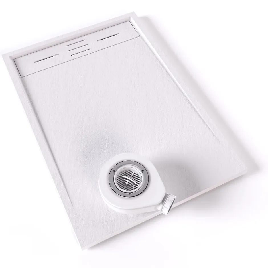 Saniverre Receveur de douche HIEMAL 70 x 100 cm résine Blanc aspect ardoise + bonde incluse -* Receveur De Douche