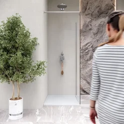 Saniverre Receveur de douche HIEMAL 70 x 90 cm résine Blanc aspect ardoise + bonde incluse -* Receveur De Douche