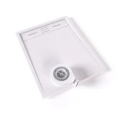 Saniverre Receveur de douche HIEMAL 70 x 90 cm résine Blanc aspect ardoise + bonde incluse -* Receveur De Douche