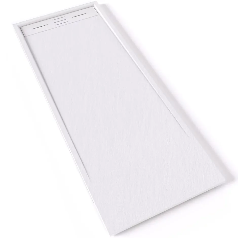 Saniverre Receveur de douche HIEMAL 70 x 180 cm résine Blanc aspect ardoise + bonde incluse -