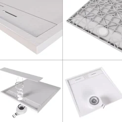 Saniverre Receveur de douche HIEMAL 70 x 180 cm résine Blanc aspect ardoise + bonde incluse -