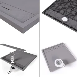 Saniverre Receveur de douche HIEMAL 80 x 100 cm résine Gris aspect ardoise + bonde incluse -* Receveur De Douche