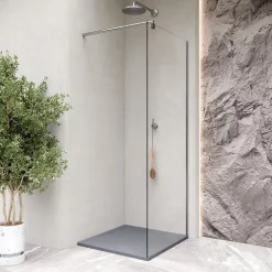 Saniverre Receveur de douche HIEMAL 80 x 100 cm résine Gris aspect ardoise + bonde incluse -* Receveur De Douche