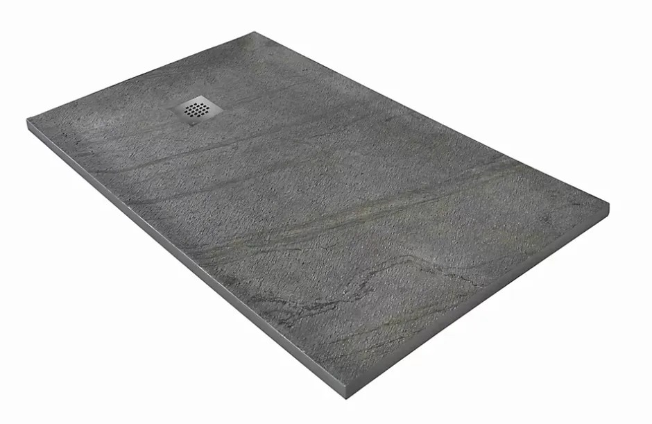 Onbath'S Receveur de douche pierre naturelle ardoise claire 120x90 cm extra plat grille carrée* Receveur De Douche