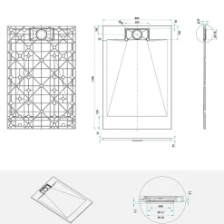 Saniverre Receveur de douche POLAR gris extra-plat effet pierre 80 x 120 cm + bonde* Receveur De Douche