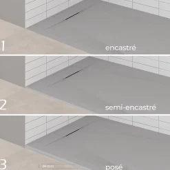 Saniverre Receveur de douche POLAR gris extra-plat effet pierre 80 x 120 cm + bonde* Receveur De Douche
