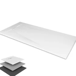 Saniverre Receveur de douche POLAR gris extra-plat effet pierre 80 x 120 cm + bonde* Receveur De Douche