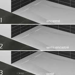 Saniverre Receveur de douche POLAR blanc extra-plat effet pierre 80 x 120 cm + bonde* Receveur De Douche