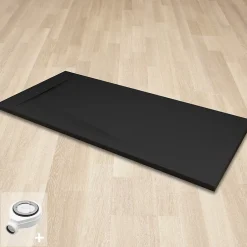 Saniverre Receveur de douche POLAR noir extra-plat effet pierre 80 x 120 cm + bonde* Receveur De Douche
