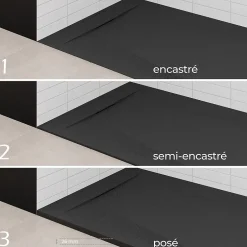 Saniverre Receveur de douche POLAR noir extra-plat effet pierre 80 x 120 cm + bonde* Receveur De Douche