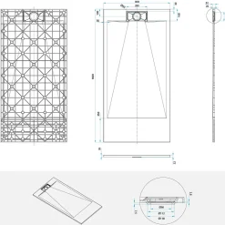 Saniverre Receveur de douche POLAR blanc extra-plat effet pierre 90 x 180 cm + bonde